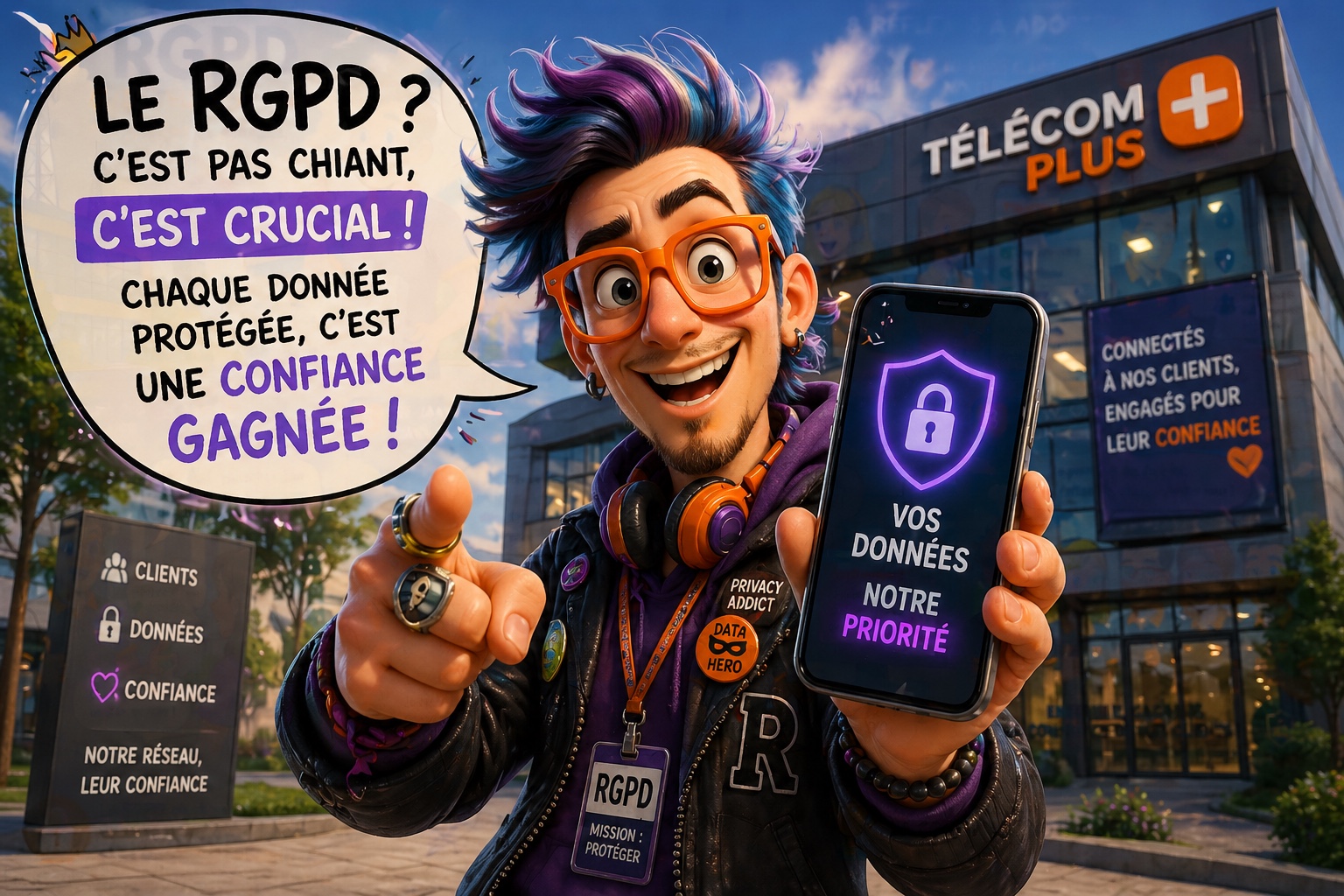 Planche de bande dessinée pédagogique sur le RGPD - Case 1